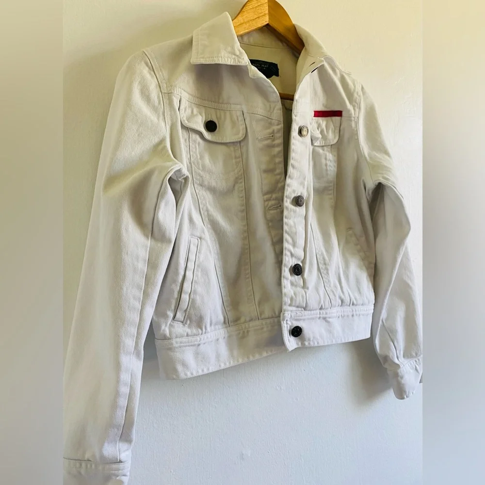 Lauren Jeans Co White Denim Jacket Size Small Petite Vintage Casual - Picture 6 of 11